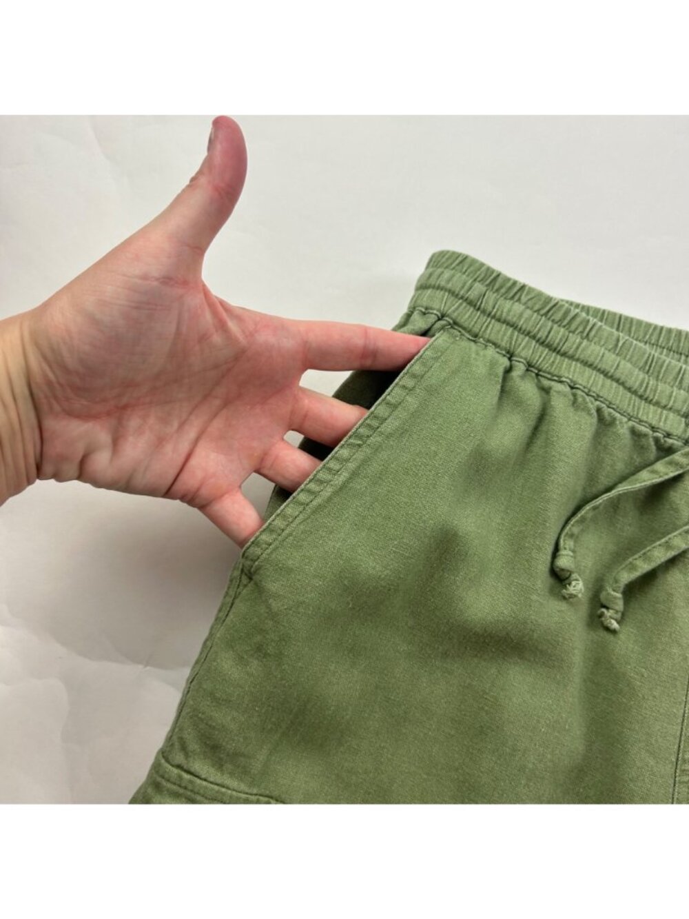 Love Tree Sage Green Linen Blend Cargo Pant S - Picture 3 of 7